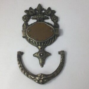 Vintage Schneble Cast Metal Brass and Silver Tone Door Knocker Floral 7" H